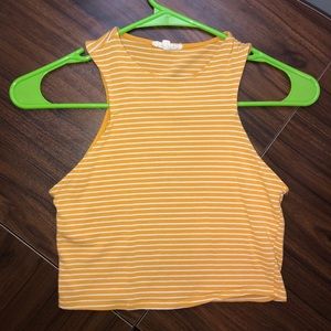 Yellow and White Stripped Crop Top